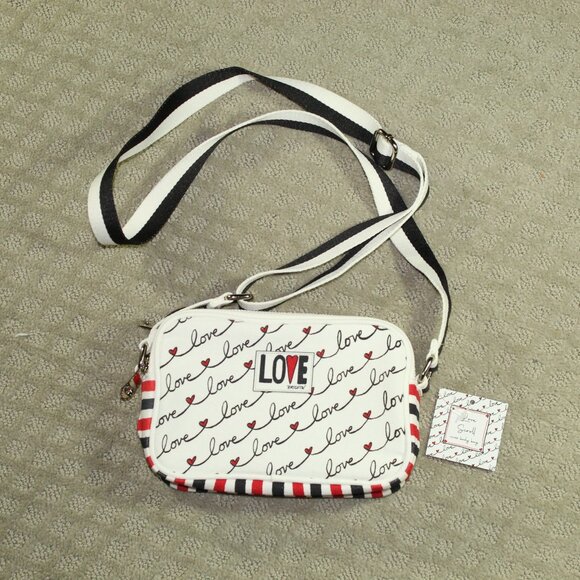 BRIGHTON Lovely "LOVE SCROLL" Canvas Crossbody Bag/Purse NWT - - Picture 1 of 12